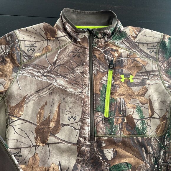 Mens Under Armour Cold Gear Scent Control 1/4 Zip Pullover Camo Jacket  Size XL - Picture 4 of 7